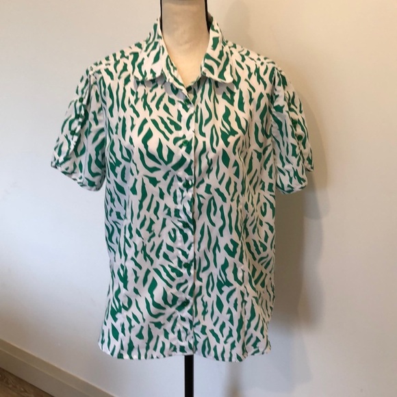 VTG American sweetheart too green and white print size L - Picture 10 of 10